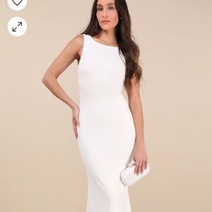 White Sheath Dress with Bateau Neckline for Bride